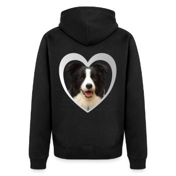 I Love my Border Collie - Heart Dog - Collie - Unisex Premium Organic Zip Hoodie - black - Back - Nico (187cm)