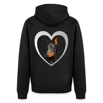Dobermann - Dobermann Hund - Unisex Premium Bio Zip Hoodie - Schwarz - Hinten - Nico (187cm)