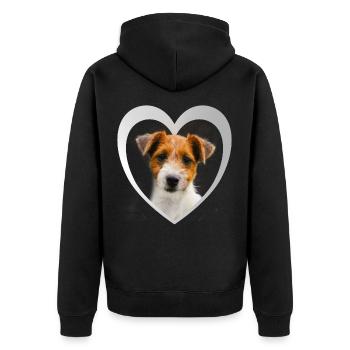 I Love my Jack Russel Terrier - Herz Hund Terrier - Unisex Premium Bio Zip Hoodie - Schwarz - Hinten - Nico (187cm)