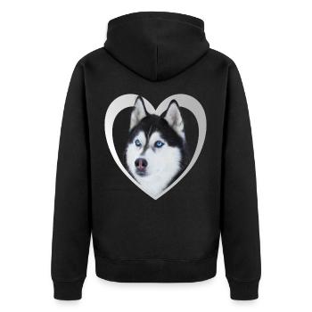 I Love my Husky - Hund Herz - Husky - Unisex Premium Bio Zip Hoodie - Schwarz - Hinten - Nico (187cm)