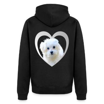 I Love my Malteser - Herz - Malteser - Unisex Premium Bio Zip Hoodie - Schwarz - Hinten - Nico (187cm)