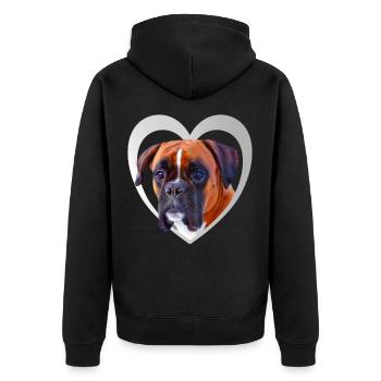 I Love my Boxer - Boxer im Herz - Boxer Hund - Unisex Premium Bio Zip Hoodie - Schwarz - Hinten - Nico (187cm)