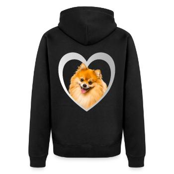 I Love my Zwergspitz - Hund Herz - Zwergspitz - Unisex Premium Bio Zip Hoodie - Schwarz - Hinten - Nico (187cm)