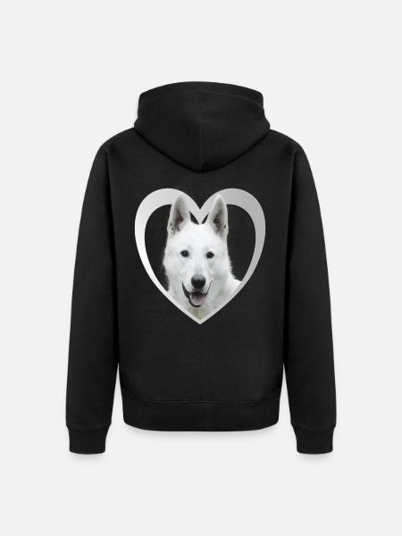 White Shepherd - White Shepherd Heart - Unisex Premium Organic Zip Hoodie - black