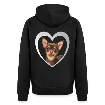 I Love my Chihuahua - Herz - Chihuahua - Unisex Premium Bio Zip Hoodie - Schwarz - Hinten - Nico (187cm)