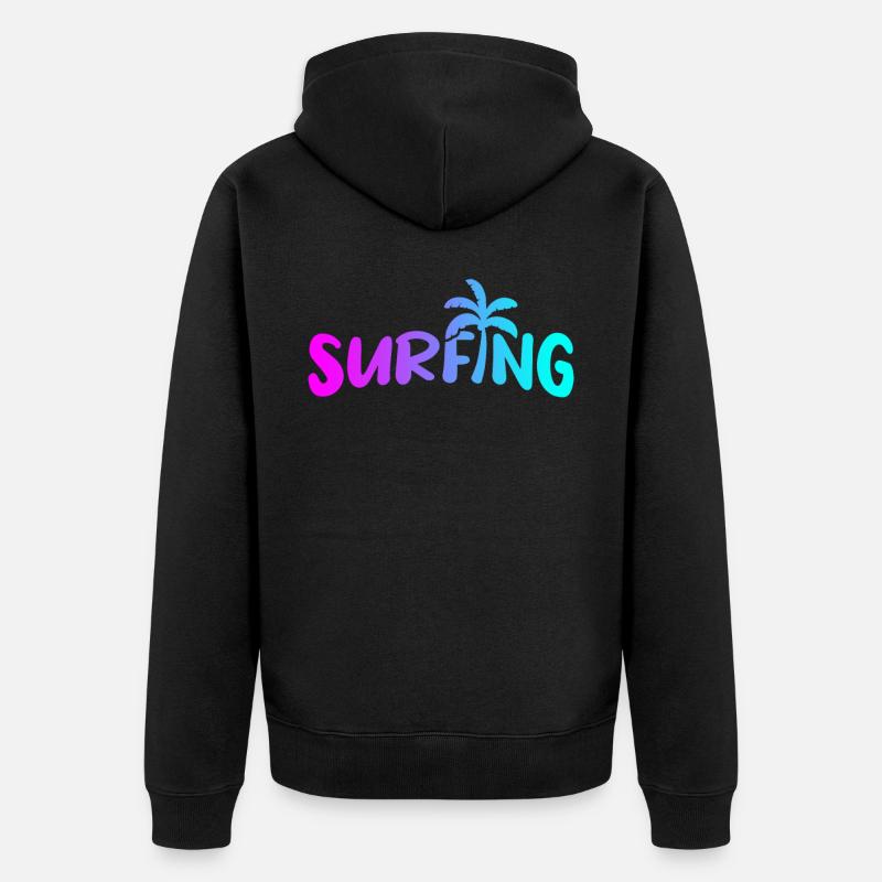 Surf retro - Veste à capuche bio Premium Unisexe - noir