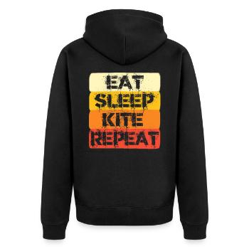 kite surfing retro - Unisex Premium Bio Zip Hoodie - Schwarz - Hinten - Nico (187cm)