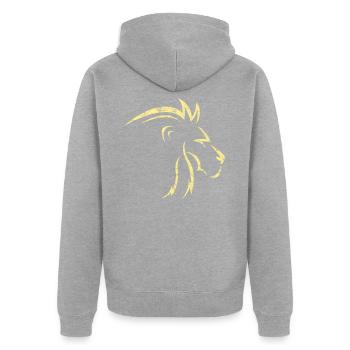 Lion - Veste à capuche bio Premium Unisexe - gris chiné - Dos - Nico (187cm)