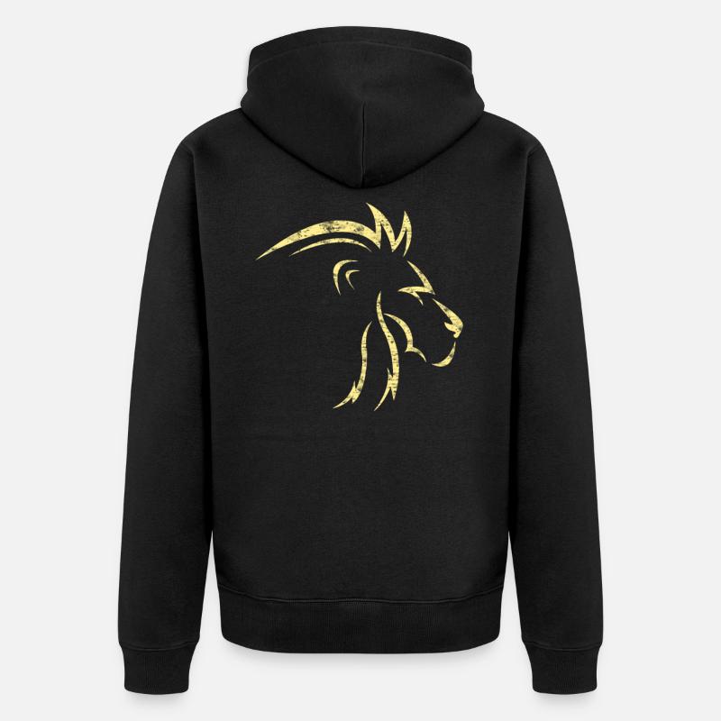 Löwe - Unisex Premium Bio Zip Hoodie - Schwarz