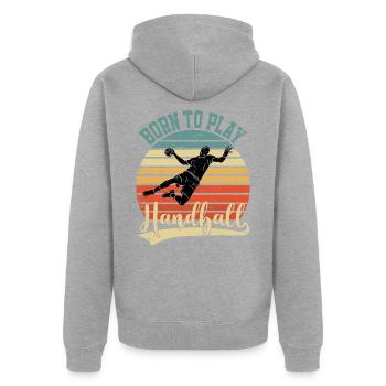 Handball Handballtrainer Handballer Kreisläufer - Unisex Premium Bio Zip Hoodie - Grau meliert - Hinten - Nico (187cm)