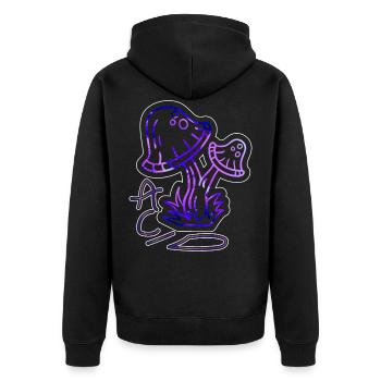 Acid Rave Techno Festival EDM Shuffle Goa - Unisex Premium Bio Zip Hoodie - Schwarz - Hinten - Nico (187cm)