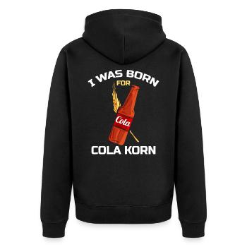 I was Born for Cola Korn Lustiger Korn Cola Spruch - Unisex Premium Bio Zip Hoodie - Schwarz - Hinten - Nico (187cm)