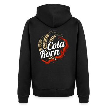 Cola Korn - Lustiges Korn Cola Design - Unisex Premium Bio Zip Hoodie - Schwarz - Hinten - Nico (187cm)
