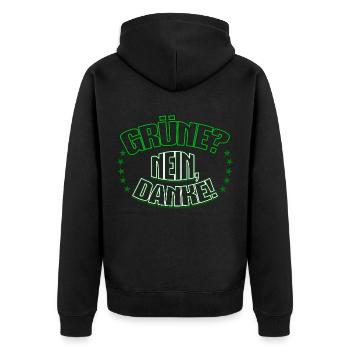 Grüne, Nein Danke! Wahl Bundestagswahl Partei - Unisex Premium Bio Zip Hoodie - Schwarz - Hinten - Nico (187cm)