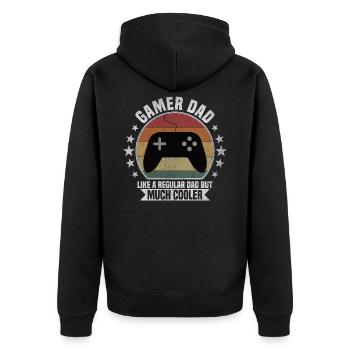 Gamer Dad - Unisex Premium Bio Zip Hoodie - Schwarz - Hinten - Nico (187cm)