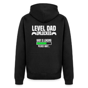 Niveau papa unlocked - Veste à capuche bio Premium Unisexe - noir - Dos - Nico (187cm)