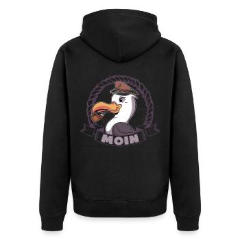 Moin Möwe Nordlichter Norddeutschland Plattdeutsch - Unisex Premium Bio Zip Hoodie - Schwarz - Hinten - Nico (187cm)