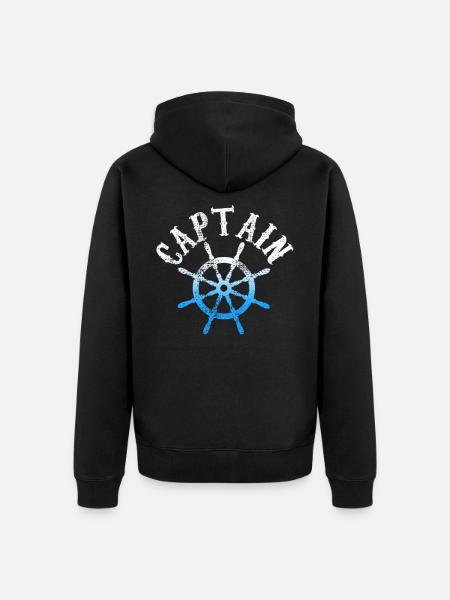 captain - Unisex Premium Organic Zip Hoodie - black
