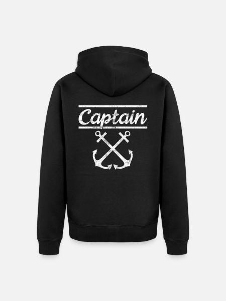 captain - Unisex Premium Organic Zip Hoodie - black