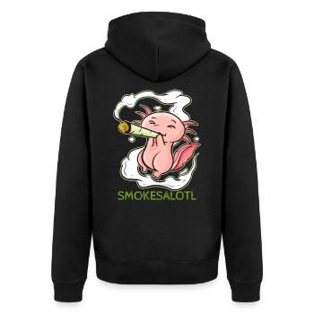 Smokesalotl - Funny Weed Axolotl Marijuana - Unisex Premium Organic Zip Hoodie - black - Back - Nico (187cm)