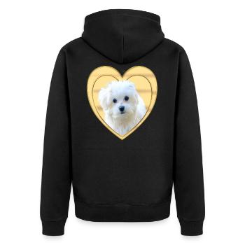 Malteser - Malteser Hund - Herz - Unisex Premium Bio Zip Hoodie - Schwarz - Hinten - Nico (187cm)
