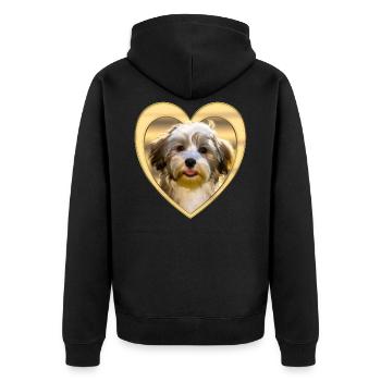 Havaneser - Havaneser Hund - Herz - Unisex Premium Bio Zip Hoodie - Schwarz - Hinten - Nico (187cm)