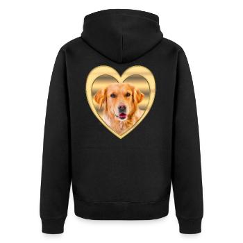 Golden Retriever - Golden Retriever Hund - Unisex Premium Bio Zip Hoodie - Schwarz - Hinten - Nico (187cm)