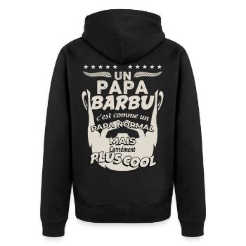 Cadeau papa, barbu et trop cool humour père - Veste à capuche bio Premium Unisexe - noir - Dos - Nico (187cm)
