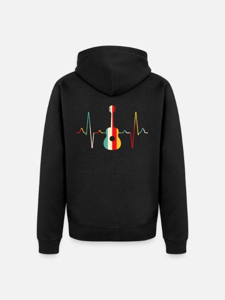Gitarre Herzschlag - Unisex Premium Bio Zip Hoodie - Schwarz