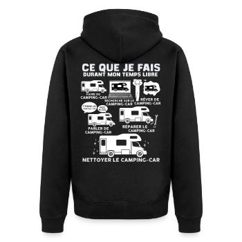 Camping-car humour idée cadeau papa maman - Veste à capuche bio Premium Unisexe - noir - Dos - Nico (187cm)