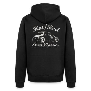 Cooler Hot Rod - Auto Street Classics - Unisex Premium Bio Zip Hoodie - Schwarz - Hinten - Nico (187cm)