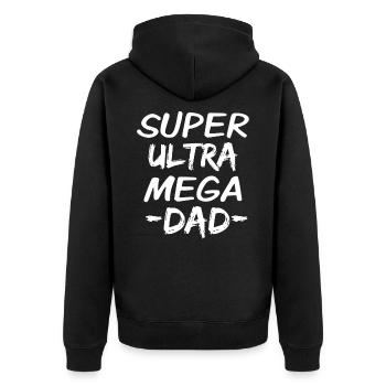 super dad - Unisex Premium Organic Zip Hoodie - black - Back - Nico (187cm)