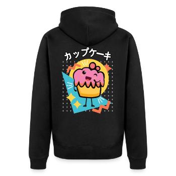 90s Retro Japanese Kawaii Anime Food Cupcake - Veste à capuche bio Premium Unisexe - noir - Dos - Nico (187cm)