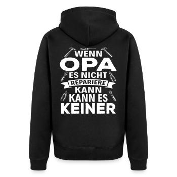 Wenn Opa es nicht Reparieren kann kann es keiner - Unisex Premium Bio Zip Hoodie - Schwarz - Hinten - Nico (187cm)
