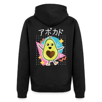 90s Retro Japanese Kawaii Anime Food Avocat - Veste à capuche bio Premium Unisexe - noir - Dos - Nico (187cm)