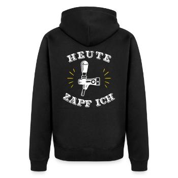 Stolzer Biertrinker Heute Zapf ich! Alkohol Bier - Unisex Premium Bio Zip Hoodie - Schwarz - Hinten - Nico (187cm)