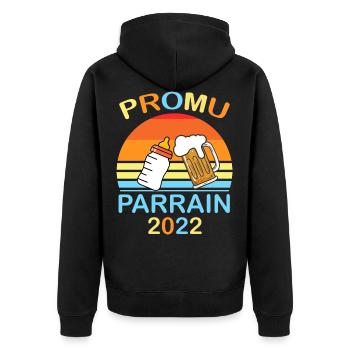 Promoted to Sponsor 2022 - Unisex Premium Organic Zip Hoodie - black - Back - Nico (187cm)
