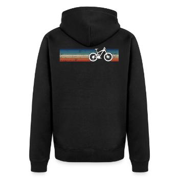 Mountain Bike Retro Stripes MTB - Unisex Premium Bio Zip Hoodie - Schwarz - Hinten - Nico (187cm)