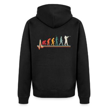 Evolution Herzschlag Jäger Jagd Geschenk - Unisex Premium Bio Zip Hoodie - Schwarz - Hinten - Nico (187cm)