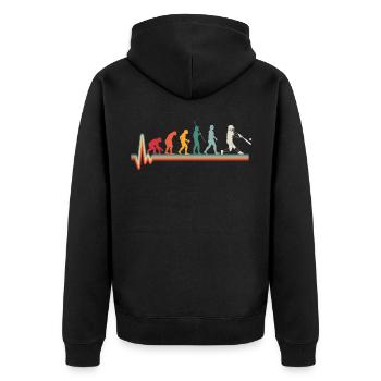 Evolution Herzschlag Baseball Softball Geschenk - Unisex Premium Bio Zip Hoodie - Schwarz - Hinten - Nico (187cm)