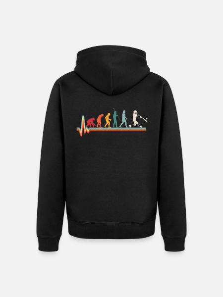 Evolution Heartbeat Baseball Softball Gift - Unisex Premium Organic Zip Hoodie - black