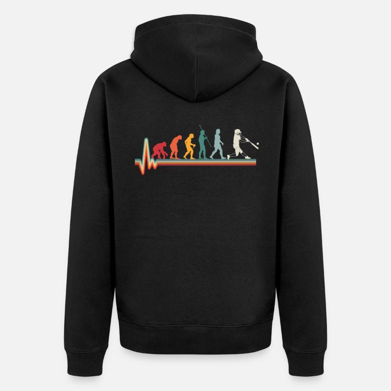 Evolution Heartbeat Baseball Softball Gift - Unisex Premium Organic Zip Hoodie - black