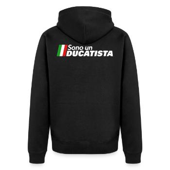 SONO UN DUCATISTA - Motorrad Italien - Unisex Premium Bio Zip Hoodie - Schwarz - Hinten - Nico (187cm)