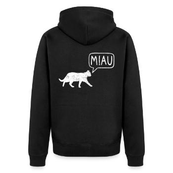 Cat Meow - Unisex Premium Organic Zip Hoodie - black - Back - Nico (187cm)