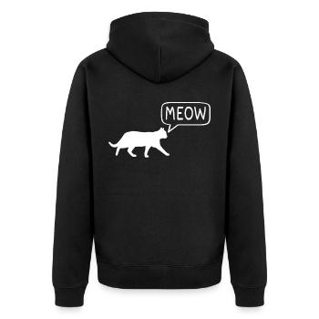 Katze Miau Meow - Unisex Premium Bio Zip Hoodie - Schwarz - Hinten - Nico (187cm)