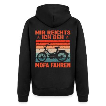 Mofa Moped Roller Mokick Zweirad Mofas Motorroller - Unisex Premium Bio Zip Hoodie - Schwarz - Hinten - Nico (187cm)