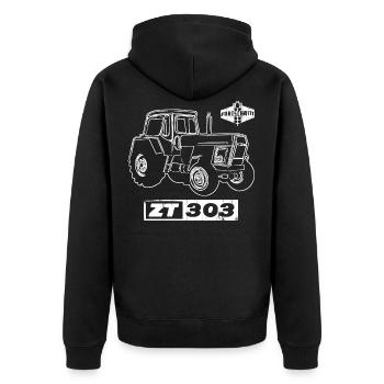 FORTSCHRITT Traktor ZT 303 - GDR Agricultural Machinery - Unisex Premium Organic Zip Hoodie - black - Back - Nico (187cm)