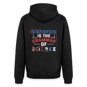 Statistics is the grammar of science - Unisex Premium Organic Zip Hoodie - black - Back - Nico (187cm)
