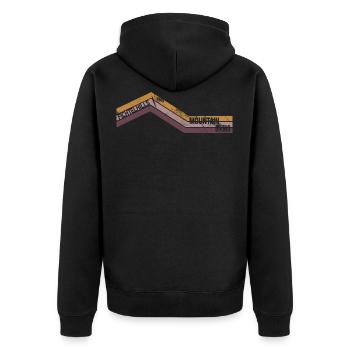 Retro grunge Fichtelhills Mountainbiking - Unisex Premium Bio Zip Hoodie - Schwarz - Hinten - Nico (187cm)