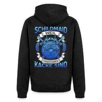 Wikinger Schildmaid Kostüm Lagertha Damen - Unisex Premium Bio Zip Hoodie - Schwarz - Hinten - Nico (187cm)